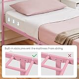 Yaheetech 3ft Single Metal Bed Frame Platform Bed Pink with Scroll Headboard view 7