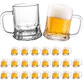 TOPZEA Set of 24 Mini Beer Mug, 5oz Mason Beer Mug Glass Beer Steins Tasting Glasses for Freezer, Heavy Base Beer Sampler Shots Glasses, Beverage Drinking Glasses with Handle