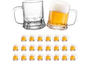 TOPZEA Set of 24 Mini Beer Mug, 5oz Mason Beer Mug Glass Beer Steins Tasting Glasses for Freezer, Heavy Base Beer Sampler Sho
