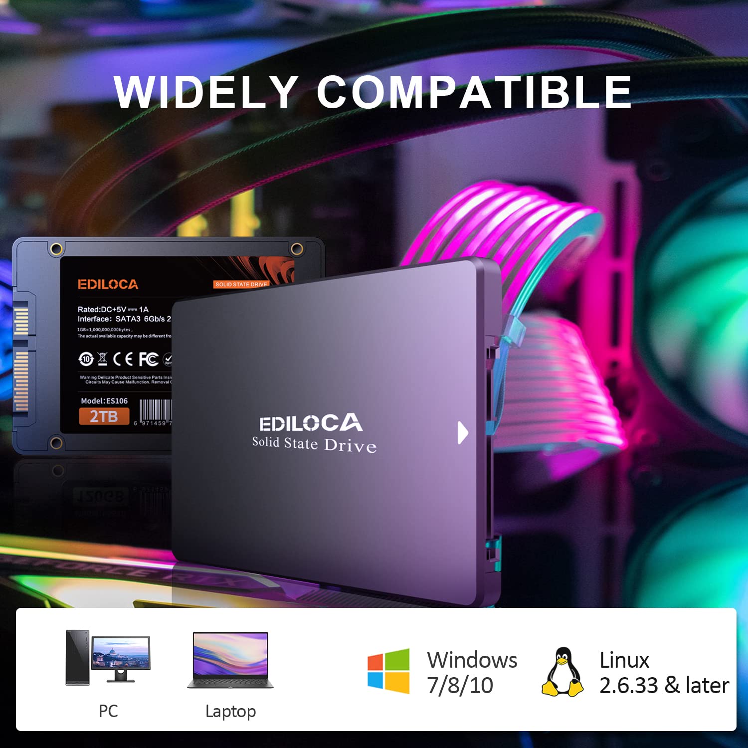 Ediloca 2TB SSD Internal Solid State Drive 2.5