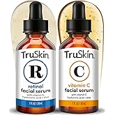 TruSkin Face Serum Duo – Vitamin C Serum & Retinol Serum for Face – AM & PM Anti Aging Skincare Routine – Brightening & Smoothing Facial Serums, 1 fl oz Each