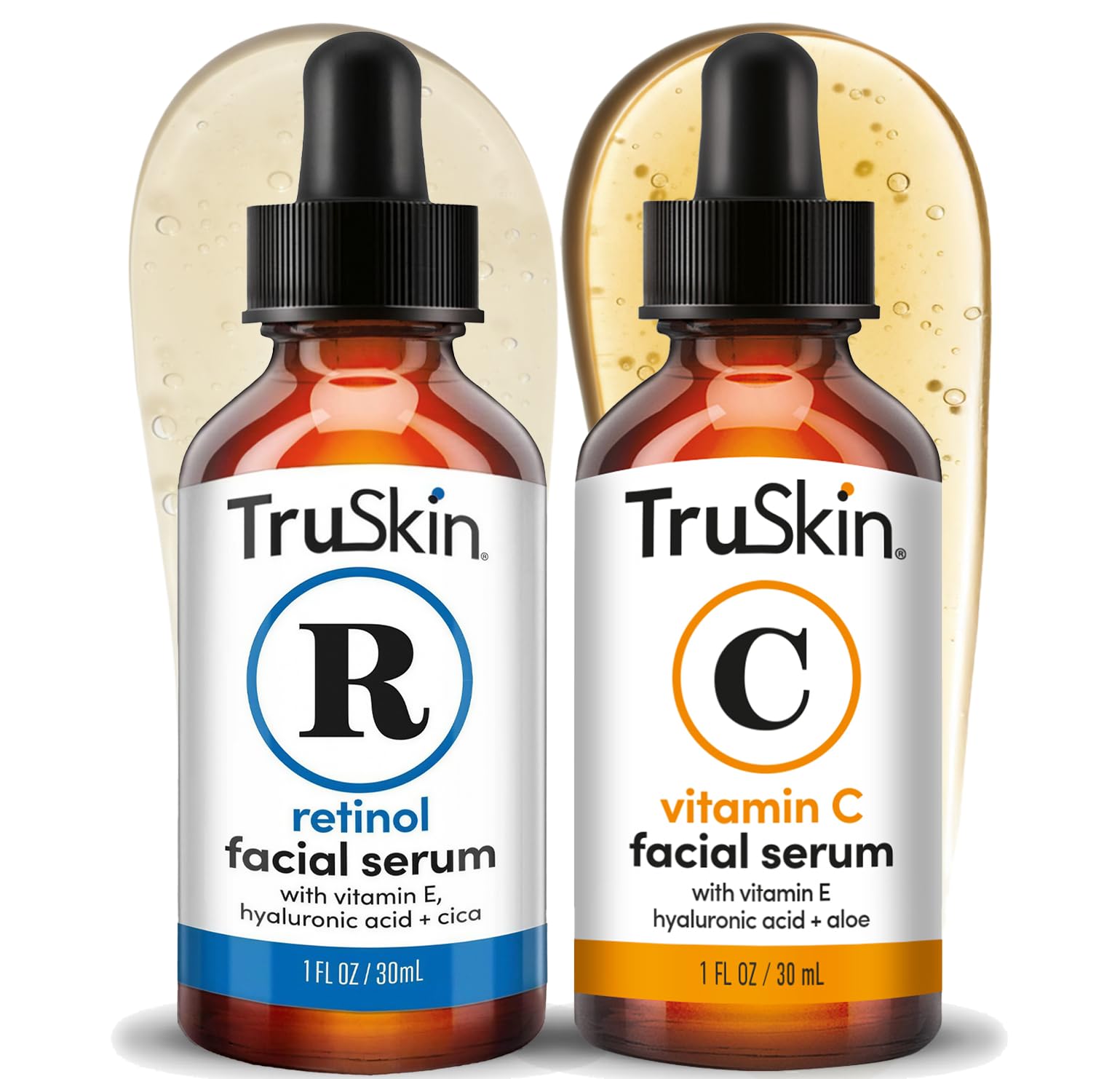 TruSkin Day-Night Anti Aging Duo, Retinol Serum & Vitamin C Serum for Face with Hyaluronic Acid, Skin Care Set Designed to Protect, Firm, Brighten, Clarify, Hydrate, Boost Collagen & Fade Pigmentation