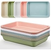 Mifoci 15 Pcs Activity Plastic Art Trays Morandi Color Art and Craft Tray Stackable Plastic Serving Trays for DIY Projects Painting Beads Home Classroom Storage (12 x 9 x 2 Inch)