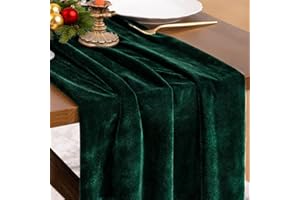 Socomi Green Velvet Christmas Table Runner Cloth Decor 20 x 120 Inches 10ft Fabric Emerald Green Luxurious Thanksgiving Wedding Runner for New Year Bridal Shower