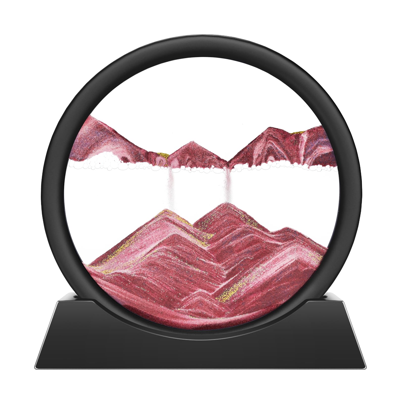 Wai Danie Moving Sand Art Picture 3D Hourglass Deep Sea Sandscape Liquid Motion Display Painting Flowing Sand Frame Relaxing Desktop Home Office Work Decor (Caramel Color, 7")