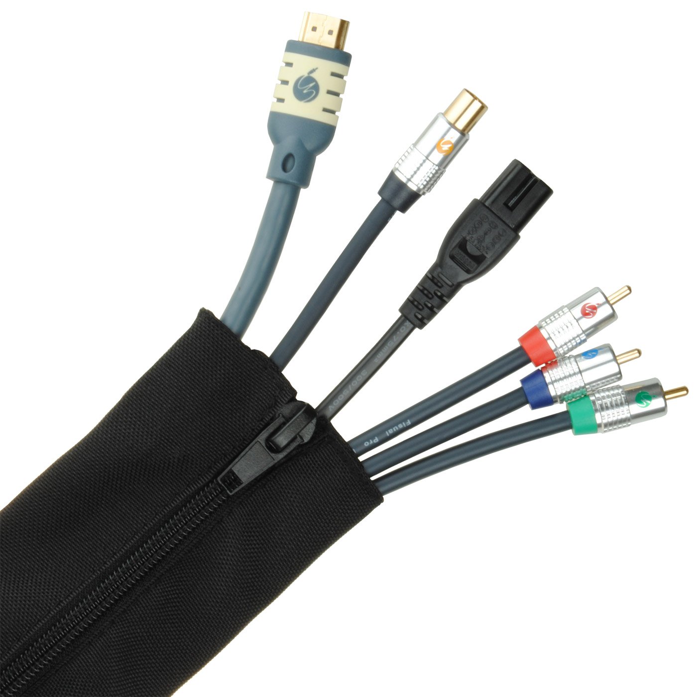 FISUAL Zip Cable Tidy Wrap (50mm Dia 2m Length, Black)