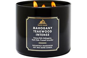 Bath & Body Works White Barn 3-Wick Candle in Mahogany Teakwood High Intensity, Scented