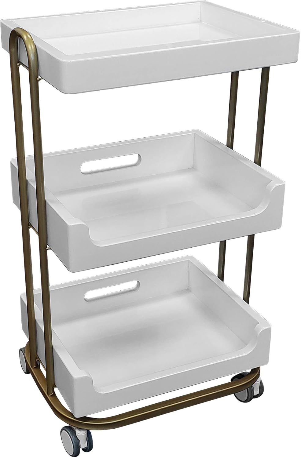 TOA Supply 3 Shelf Wooden Tray Cart White Storage Trolley Rolling Beauty Salon Hair Spa: Home & Kitchen