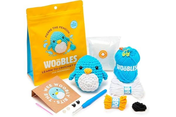 The Woobles Crochet Kit for Beginners - Easy Arts and Crafts Knitting & Crochet Animals Kit As Seen On Shark Tank - Pierre The Penguin