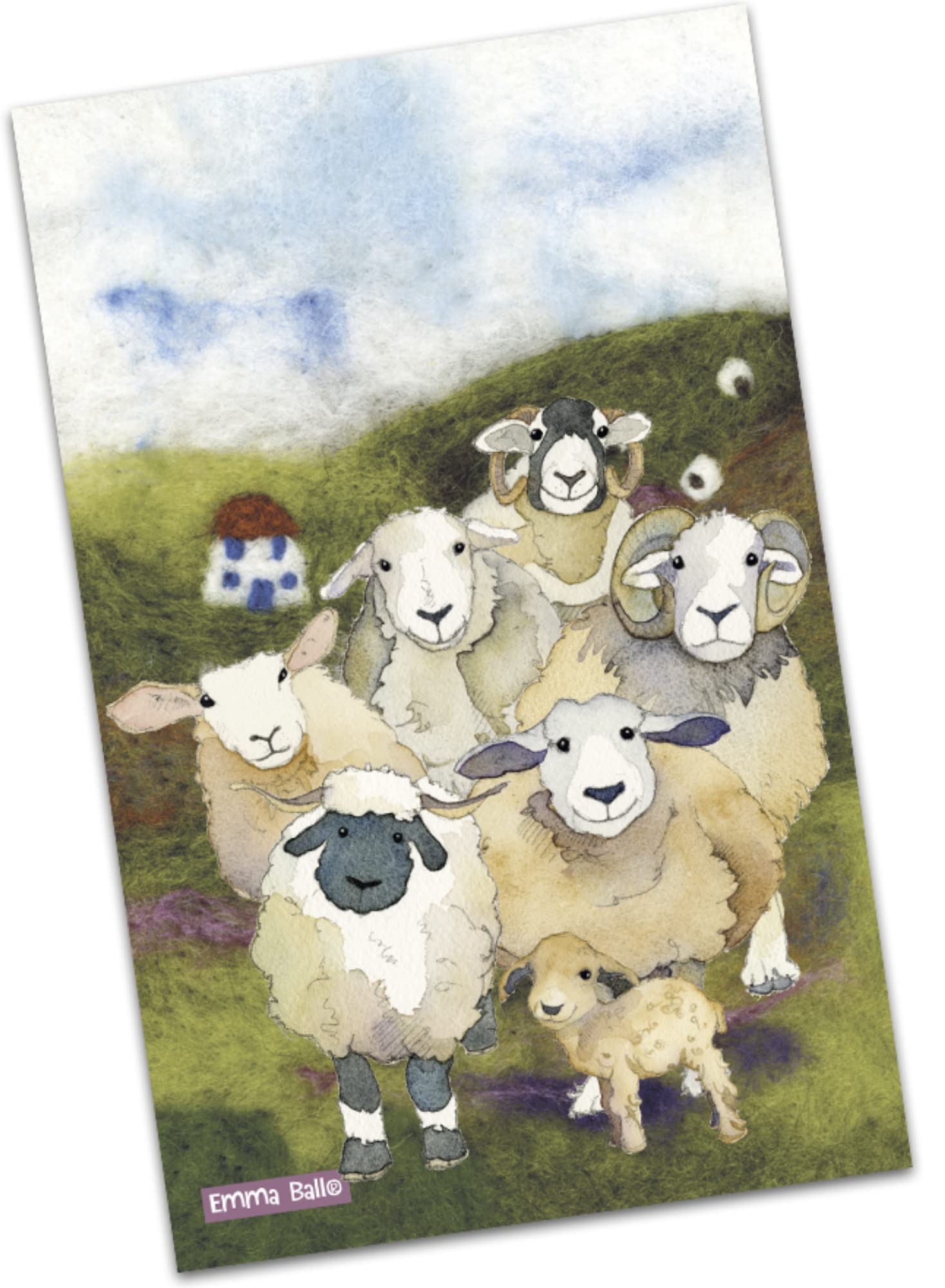 Emma Ball Tea Towel - Felted Sheep