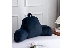 Aimuan Reading Pillow Bed Rest Wedge Large Adult Backrest Pillow with Arms Back Support for Sitting Up in Bed Cushion Incline Rest Sleeping Snoring Pillow, Dark Blue Large