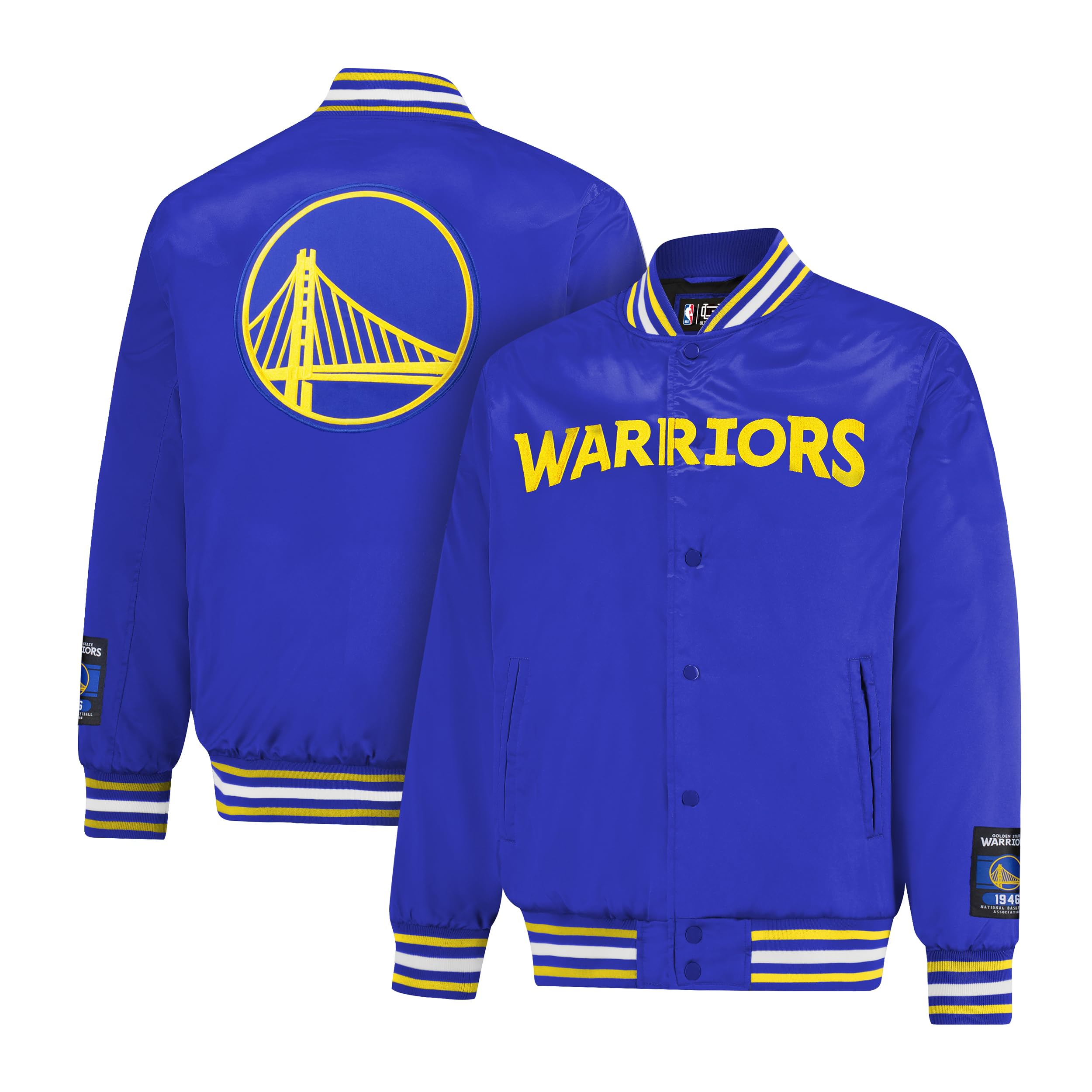 Ultra Game Adults NBA Official Smashing Records Satin Jacket, Golden State Warriors, Team Color, Large Image