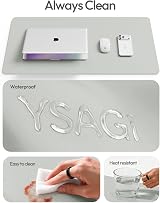 YSAGi Leather Desk Mat Large 120 x 60 cm Non-Slip Waterproof Table Pad Light view 8