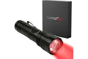 Lumadoc Red Flashlight, Red and White Light Modes, USB-C Rechargeable, Adjustable Focus, for Astronomy, Aviation, Night Obser