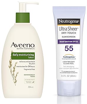 Aveeno Daily Moisturizing Lotion, 354 ml and Neutrogena Ultra Sheer Dry Touch Sunblock, SPF 50+, 88ml