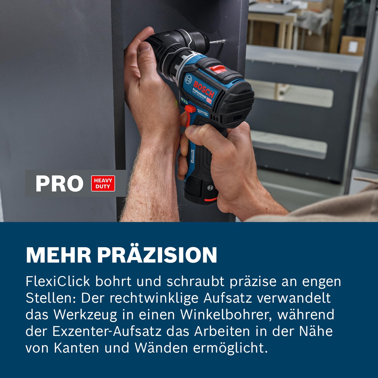 Bosch PRO 12V System Akku-Bohrschrauber GSR12V-32FC (inkl. GFA 12-M, GFA 12-X, GFA 12-E, GFA 12-W, GFA 12-H, Zusatzhandgriff, Tiefenmesser, L-BOXX) 3