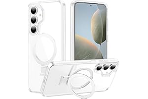 STERKER Magnetic Ring Stand Case for Samsung Galaxy S25 + Case [Military Grade Drop Protection][Case for Magnetic] with Kickstand, Not Yellowing Slim Case for S25 Plus, Clear
