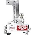 Weigh Safe Aluminum Adjustable Trailer Hitch - Anti-Sway Towing Hitch for 3" Receivers - 10" Drop Hitch, 21,000 lbs GTW, 2-Piece Lock Set
