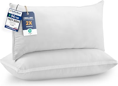 Oreillers 40x80 cm Lot de 2, Doux, Blanc