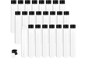 Cadbibe 30ml Glass Clear Test Tubes with Screw Caps and Plastic Stoppers, 22 x 120mm Liquid Small Leak-Proof Glass Test Tubes, 24PCS