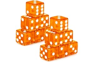 Abilat 12 Pieces 19mm Casino Dice Set Acrylic Translucent 6 Sided Game Dices Square Corner Dice for Casino Vegas Theme Birthday Party Supplies Board Games Classroom Teaching (Orange)