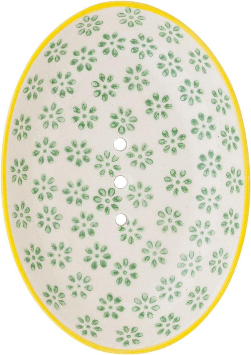 Benno ceramic soap dish with holes, for water drainage, hand-painted, 14 cm x 9.5 cm x 2 cm
