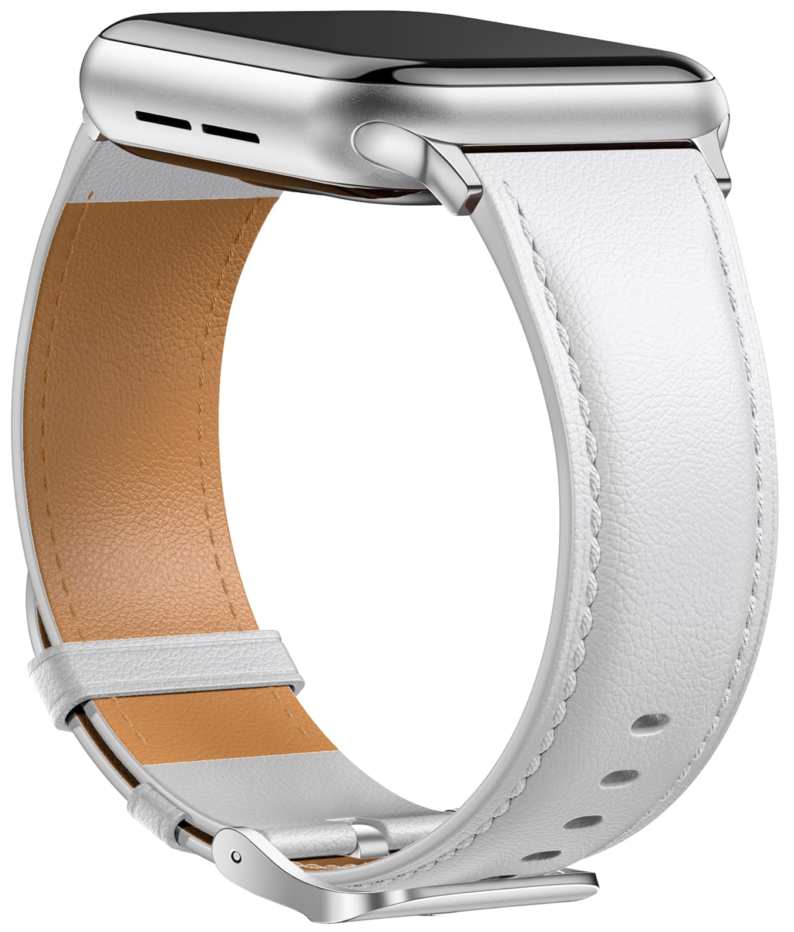 Laffav Leather Strap Compatible with Apple Watch Strap 40mm 42mm 41mm 38mm Women Men, Genuine Leather Classic Replacement Band for iWatch Series 11 10 9 8 7 6 5 4 3 2 1 SE 3 2 Ultra,White