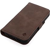 Porter Riley - Leather Case for iPhone 15. Premium Genuine Leather Stand/Cover/Wallet/Flip Case with Card Slots & Horizontal Stand (Chocolate Brown)