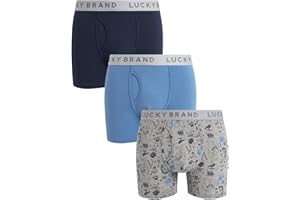 Lucky Brand Men's Boxer Briefs - 3 Pack Soft Stretch Casual Men's Underwear with Functional Fly Pouch Boxers (S-2XL)
