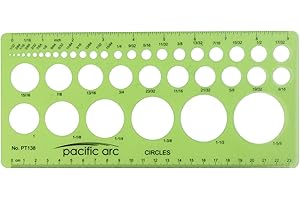Pacific Arc Circles Template Guide, 40 Perfect Circles from 1/32 to 1 5/8 inch with Inch and Metric Graduations