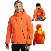 SURGOAL Hardshell Heated Jacket for Men, 1.5 Hrs Quick Charge, Heated Ski Jacket with Detachable Hood