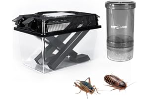 REPTI ZOO Reptile Cricket Keeper & Mixer Combo Kit, Reptile Cricket Calcium Powder Feeder, Feeding Dispenser Shaker for Bearded Dragon Gecko Lizards Chameleon Snake