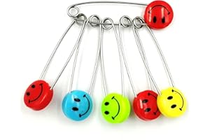 LOPURO Diaper Pins, 50 Safety Pins Plastic Head Stainless Steel Diaper Pins with Safe Locking Closures for Diaper Clothes Dress Craft Hold (50 Slime pins)