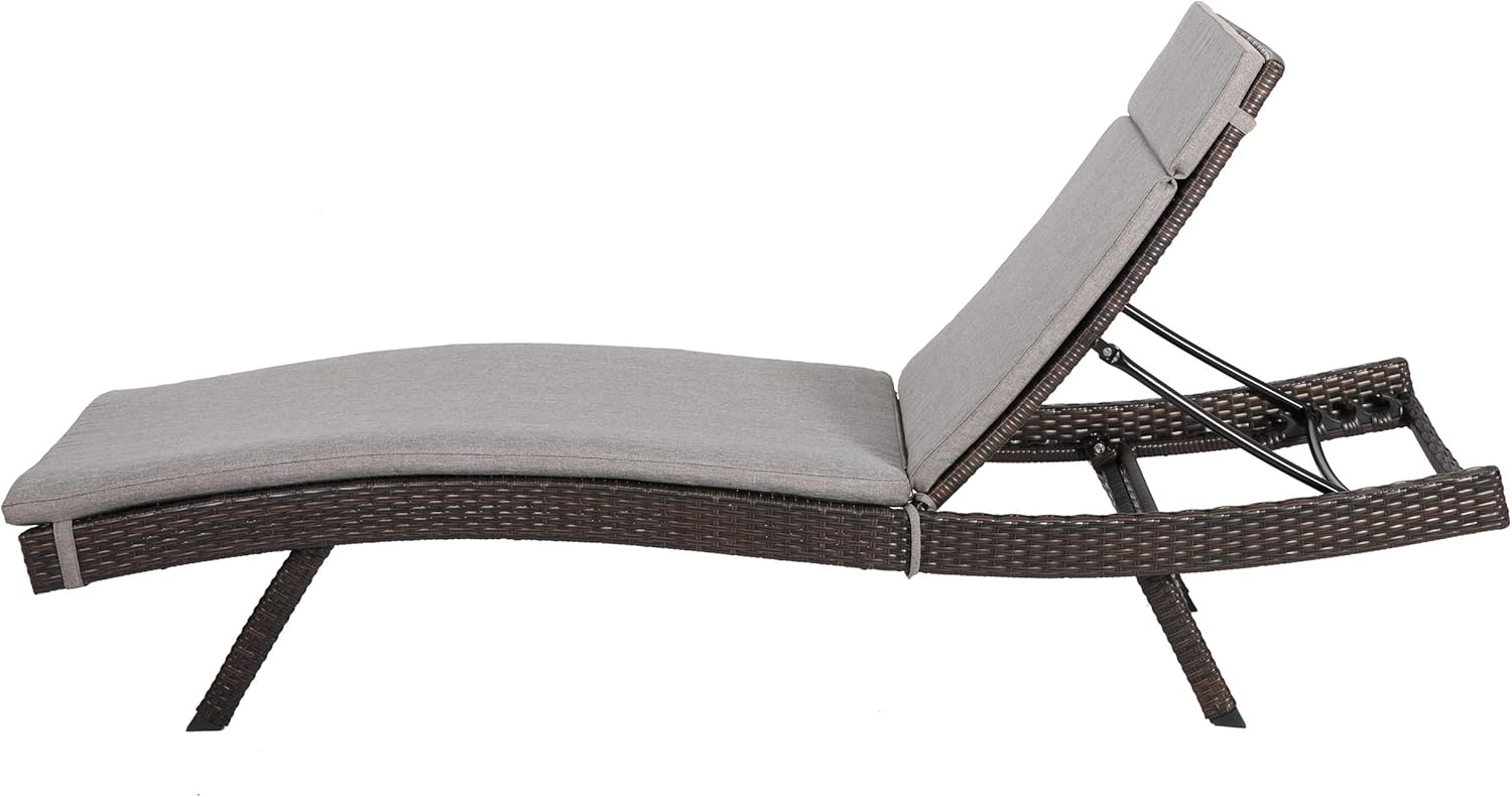 Christopher Knight Home Salem Outdoor Wicker Adjustable Chaise Lounge with Cushions