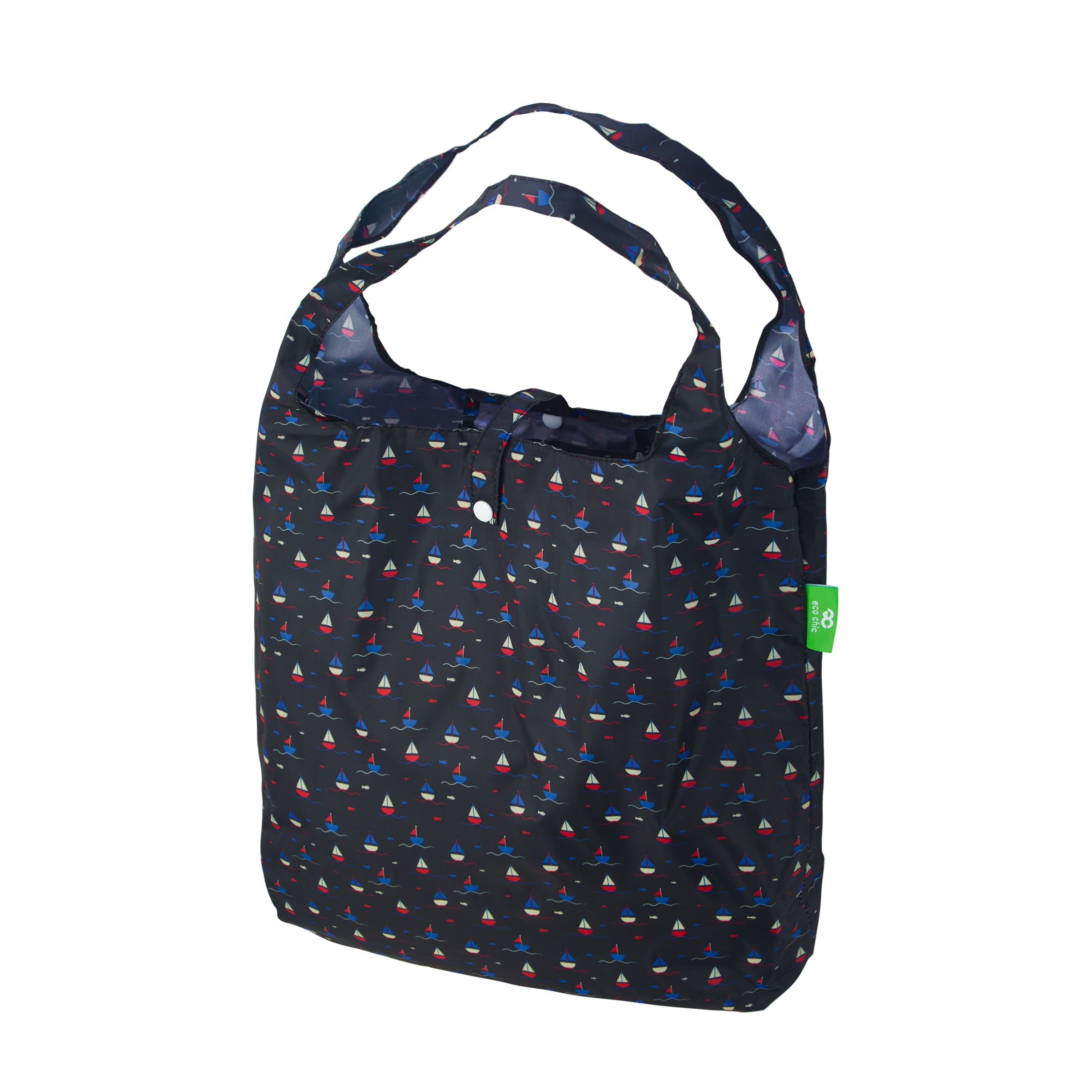 ECO CHIC Lightweight Foldable Reusable Shopping Bag Water Resistant Tote Bag (Yachts Navy) — image 1