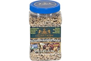 Golden Crown Indian Basmati Multigrain Blend - (8 Grains) 32 oz (2Lb) | Naturally Pleasant Aroma Flavorful Sprouted | Brown + Red Black Barley Wild Rice Bamboo | GMO-Free Vegan 100% Kosher + Vegan certified