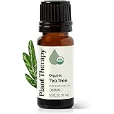 Plant Therapy Organic Tea Tree Oil (Melaleuca) 100% Pure, USDA Certified Organic, Undiluted, Natural Aromatherapy for Skin, Hair, and Toenails, Therapeutic Grade 10 mL (1/3 oz)