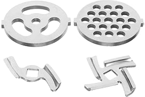 FAVOMOTO Stainless Steel Meat Grinder Blade and Plate Set 4pcs Replacement for Electric Meat Mincer Suitable