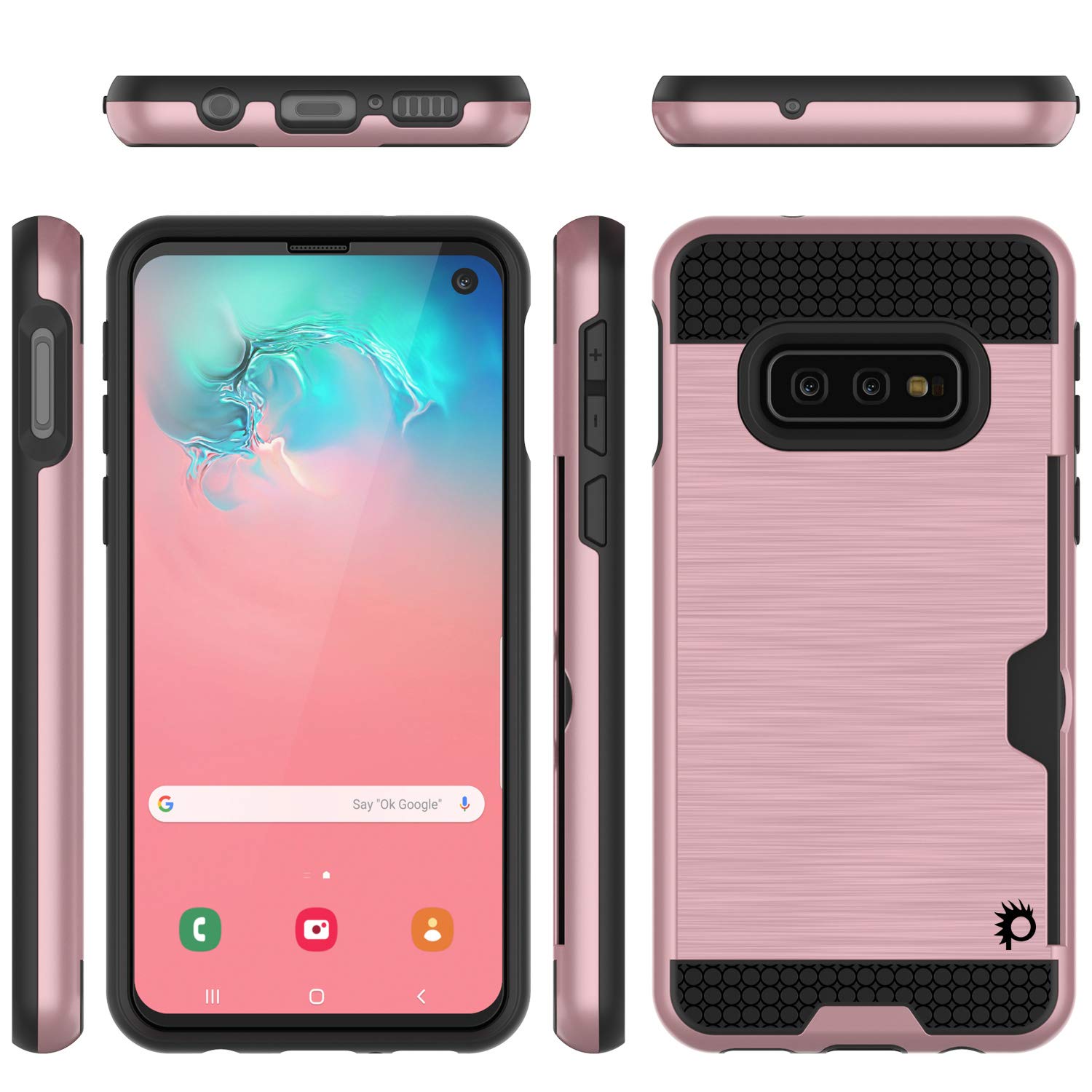 PunkCase S10e Case [Slot Series] [Slim Fit] Dual-Layer Armor Cover w/Integrated Anti-Shock System, Credit Card Slot & PUNKSHIELD Screen Protector Compatible W/Samsung Galaxy S10e [Rose Gold]