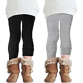 Chuarry 2 Pcs Girl's Winter Fleece Pants Lined Warm Full Length Basic Thick Pants for Kid Toddler