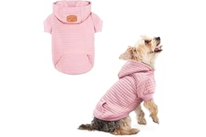 BEAUTYZOO Small Dog Hoodie Sweater with Pockets, Dog Clothes for Small Medium Dogs Boy Girl, Waffle-like Laminated Cotton Pet Coats with Hat and Leash Hole, All Weather Coat for Puppy Doggie Chihuahua