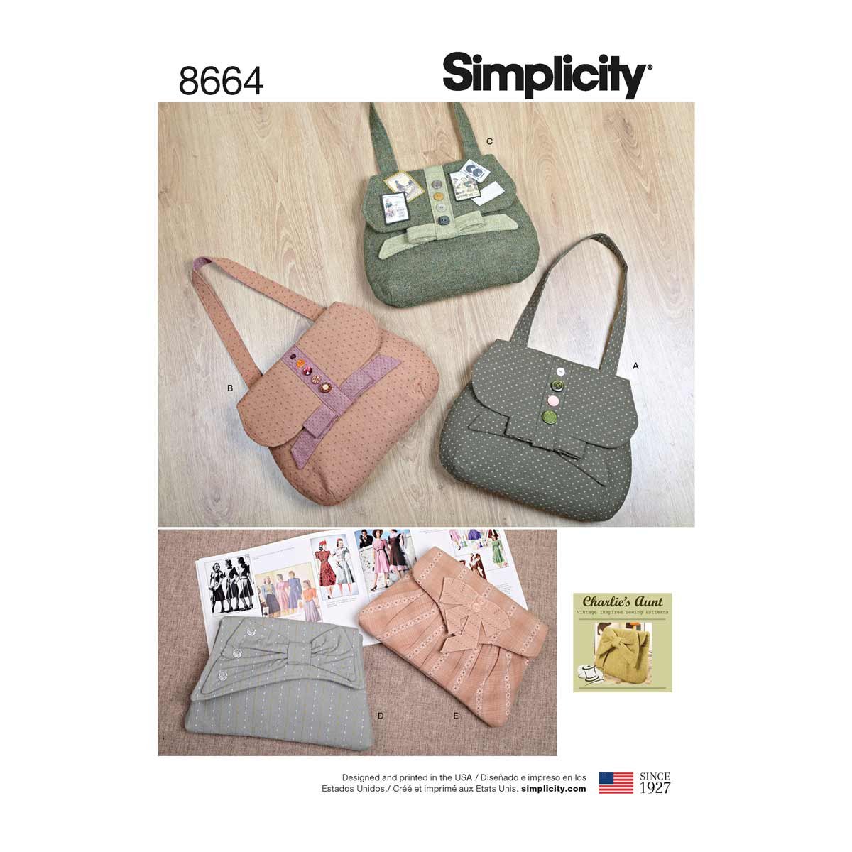 Simplicity Bags in Four Styles Sewing Pattern, Paper, White, One Size