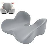 Seat Cushion for Tailbone & Sciatica Pain Relief - Plush Yet Supportive Ergonomic Memory Foam Chair Cushions for Office Chair, Car, Wheelchair,Airplane & Long Sitting(Light Gray)