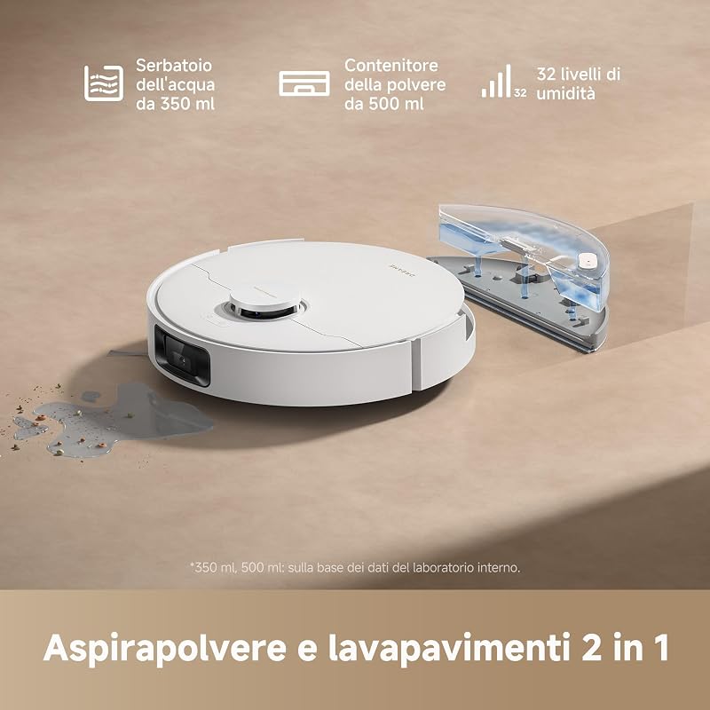 D20 Pro Plus Robot Aspirapolvere Lavapavimenti, DuoBrush per Peli