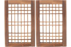 Cabilock Rustic Wood Window Frame Decor 2Pcs Farmhouse Style Wall Hanging Decoration for Living Room Kitchen Bedroom Vintage Faux Window Trim