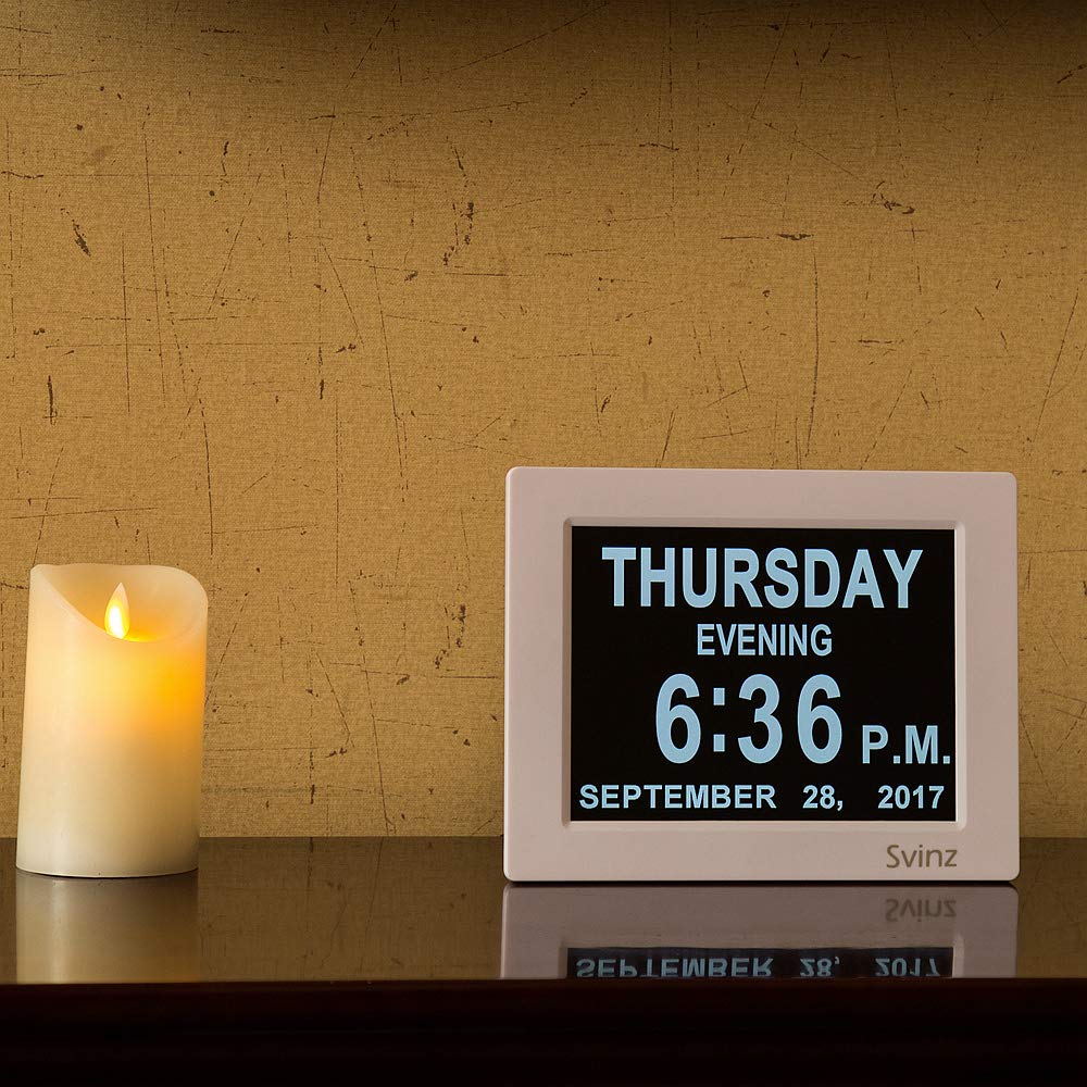 Galleon SVINZ 8" Digital Calendar Alarm Day Clock With 3 Alarm