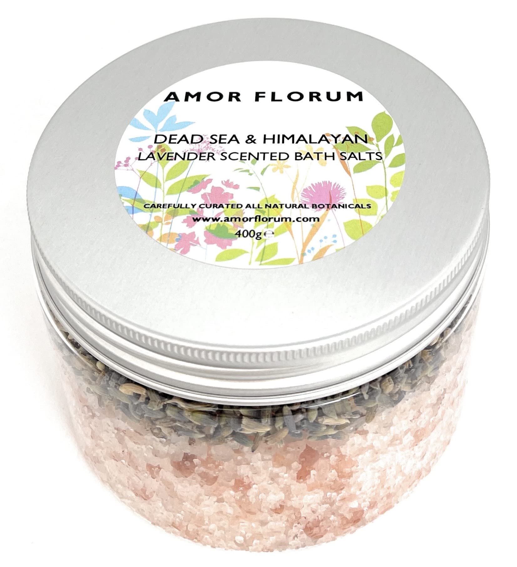 Amor Florum - Himalaya and Dead Sea Bath Salts with Lavender. 100% Natural - Detox, Hydrate, Soothe, Relax, Soften. 400g