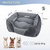 MIXJOY Small Dog Bed Washable Rectangle Orthopedic Anti-Slip Grey 51x48x15cm view 4