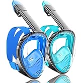QingSong Full Face Snorkel Mask for Adults, Snorkeling Gear with Camera Mount, 180 Degree Panoramic View Snorkel Set Anti-Fog Anti-Leak