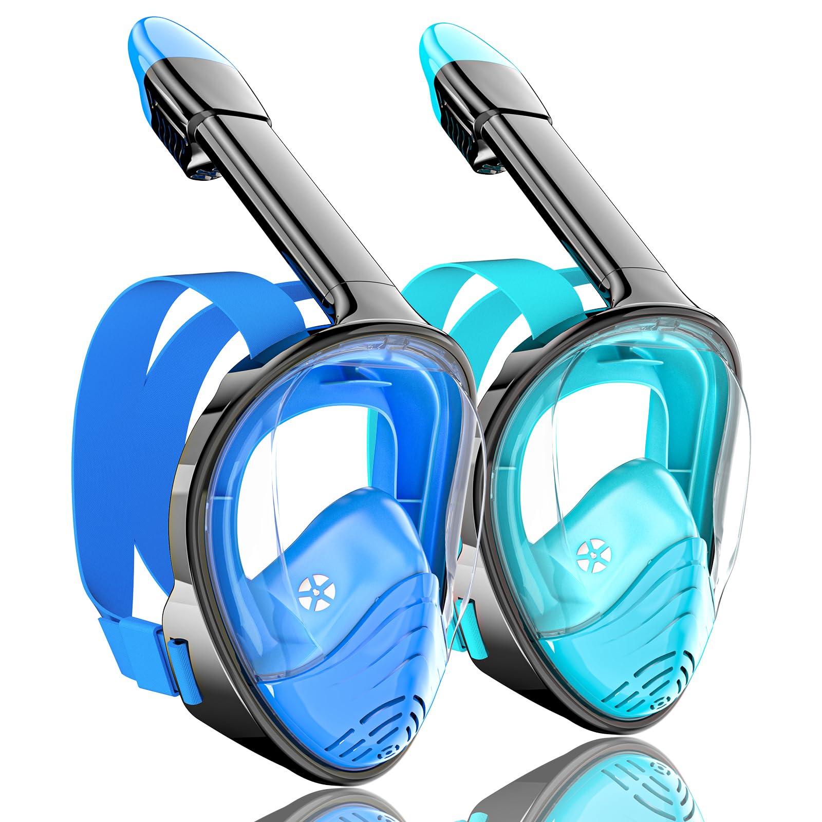 Photo 1 of QingSong Full Face Snorkel Mask for Adults, Snorkeling Gear with Camera Mount, 180 Degree Panoramic View Snorkel Set Anti-Fog Anti-Leak